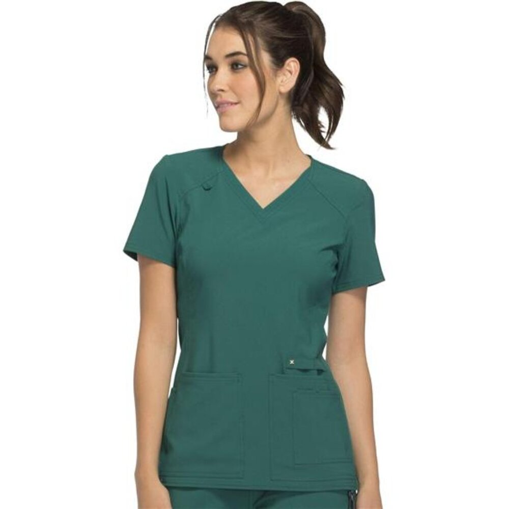 Women's Medical Scrub Top Iflex V-Neck Knit Panel Top - CK605
